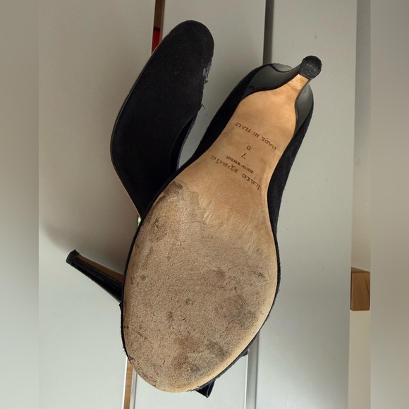 Kate Spade New York Black Suede Bow Peep Toe Pumps - Picture 4 of 8